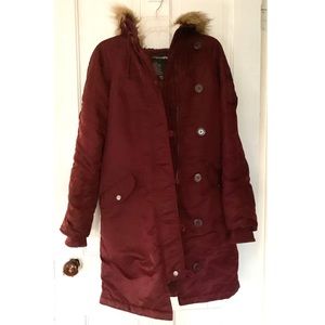 Burgundy parka jacket